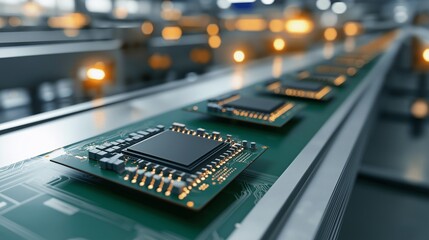Poster - Microchips on Circuit Board in Production Facility