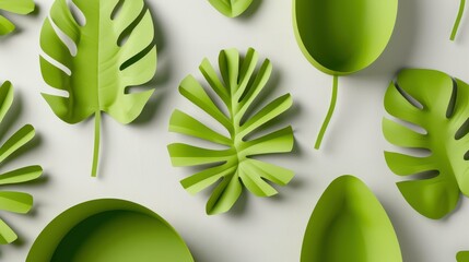 Sticker - Vibrant jungle tree shapes ideal for stunning cutout backgrounds that enhance your 3D renders with lush greenery.