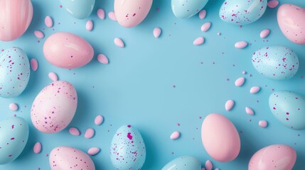 Wall Mural - Celebrate spring with soft pastel Easter eggs that adorn a festive holiday background, perfect for your seasonal dcor.