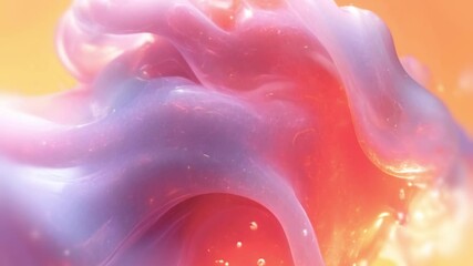 Aufkleber - A translucent, colorful, flowing shape in an abstract style where orange, pink and purple hues merge to create a shimmering stream. Light highlights add a sense of movement and fluidity, giving the co