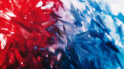 Poster - Colorful abstract patterns with red and blue hues creating a dynamic visual effect