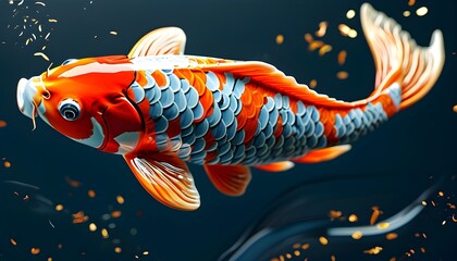 Playful Koi Carp Leaping into the New Year: A Vibrant 3D Illustration of Glazed Fish Celebrating New Beginnings