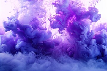 Canvas Print - Abstract Purple Ink Swirls in Water