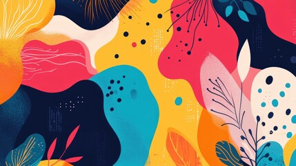 Poster - A vibrant abstract homepage design in Bohemian style, with layered patterns, geometric elements, and flowing lines.