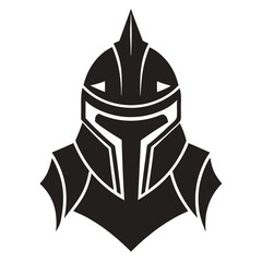 Wall Mural - Armour helmet silhouette vector line art illustration