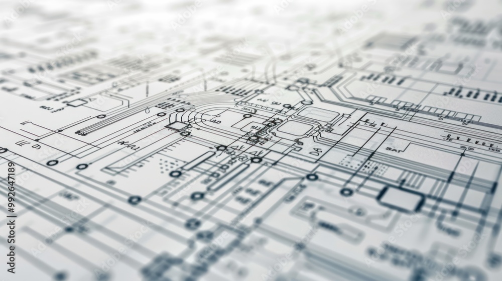 Technical illustration featuring circuit diagrams and schematics Stock ...