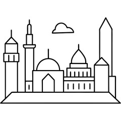 modern Cairo skyline with lineal style line art 