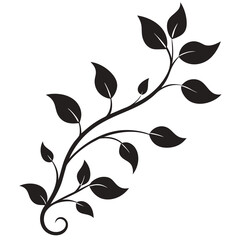 Wall Mural - Elegant leafy vine illustration Silhouette vector line art 