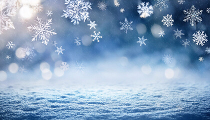 Wall Mural - blue christmas background with snowflakes