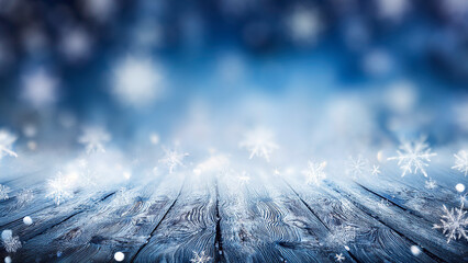 blue christmas background with bokeh