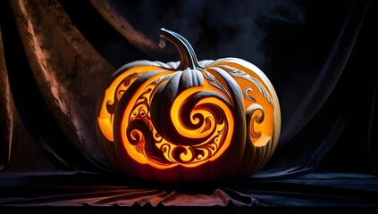 Wall Mural - Halloween Carved Pumpkin jack-o-lantern