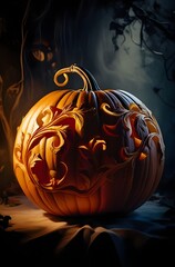 Wall Mural - Halloween Carved Pumpkin jack-o-lantern