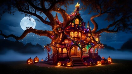 Haunted Halloween House with Decoration