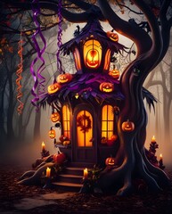 Wall Mural - Haunted Halloween House with Decoration