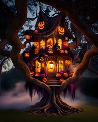 Haunted Halloween House with Decoration