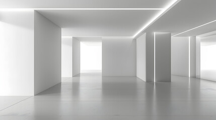 Wall Mural - A large, empty room with white walls and a white floor