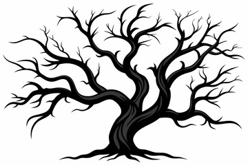 Wall Mural - Tree without leaves black silhouette