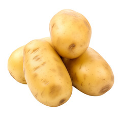 Pile Of Fresh Yellow Potatoes On White Background