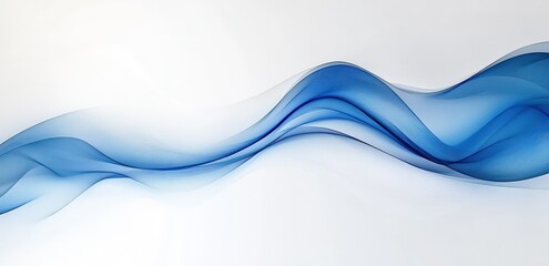 Wall Mural - Abstract blue wave flowing on white background.