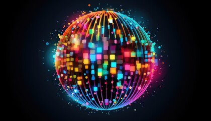 Fototapete - Dots colorful globe, abstract graphics. Image with clipping path