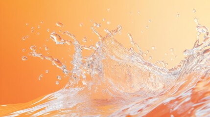 Wall Mural - A wave of water splashes against an orange background