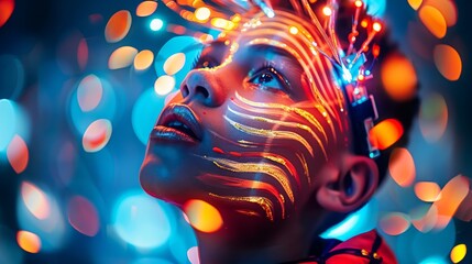 Poster - Surreal Body Painting in Vibrant Colors and Lights