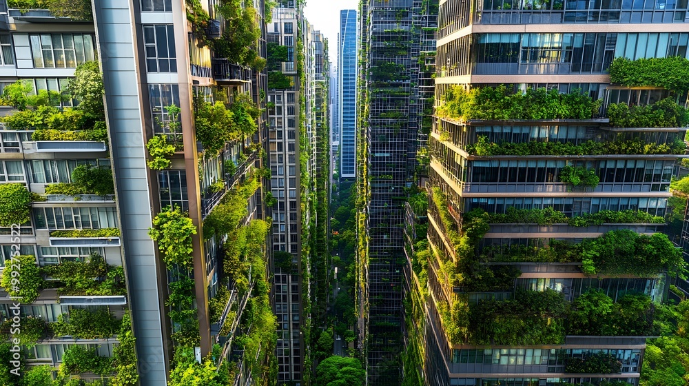 4. An aerial view of a smart city with green technology, featuring ...