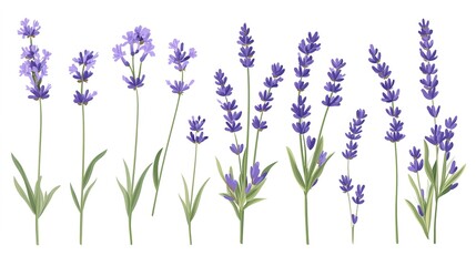 Sticker - A set of lavender sprigs. Vector illustration isolated on a white background.  