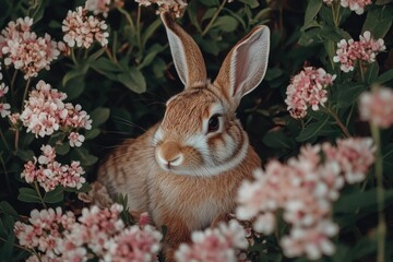 Rabbit in flower field