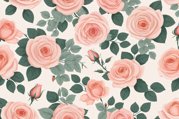 Canvas Print - seamless pattern with roses