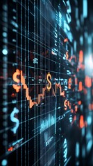 Poster - abstract digital rendering of economic policy shifts represented by moving currency symbols, concept