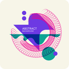 Fototapete - A beautiful geometric element for the placement of the inscription. A template for the design of a simple poster in a flat style. A banner with geometric elements.