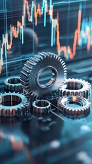 Poster - abstract image of economic policy gears turning to influence inflation rates, concept of monetary po