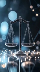 Poster - Visual of a digital balance scale weighing taxes against public services, concept of economic policy trade-offs
