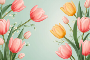 Canvas Print - tulips seamless pattern