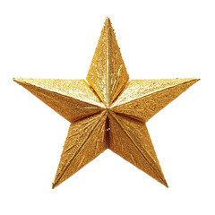 golden star christmas tree topper decoration isolated on white background. clipping path
