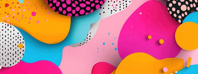 Wall Mural - Pop art background with bright color and 3d simple shapes.