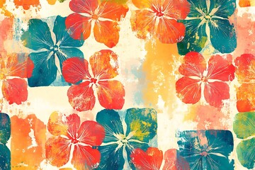 Wall Mural - Seamless pattern with watercolor flowers