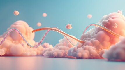 Poster - Capture the essence of network technology in a surreal landscape where digital signals flow through misty, interconnected cloudscapes.