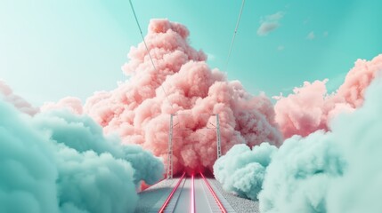 Poster - Discover the artistry of network technology through surreal scenes where infrastructure elements blend with fantastical, dreamlike clouds.
