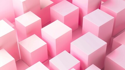 Wall Mural - Pink_gradient_minimalist_technology_cube_dreamy