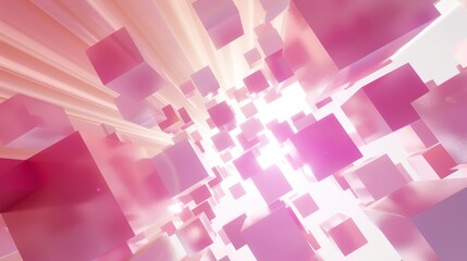 Wall Mural - Pink_gradient_minimalist_technology_cube_dreamy