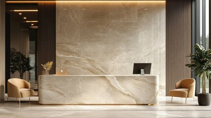 Wall Mural - Elegant reception area with luxury marble counter