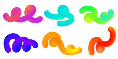 Poster - 3d abstract liquid shapes with fluid gradient on white background. colored vector graphic swirl elem
