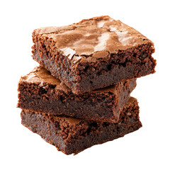 Delicious Homemade Chocolate Brownies Stack with Crispy Top and Fudgy Center on Transparent Background