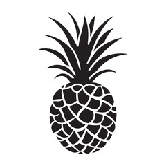 Pineapple natural food icon, Tropical fruit isolated on white background. Symbol of food, sweet, exotic and summer, vitamin, healthy. Nature logo dessert