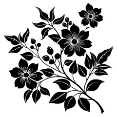 Wall Mural - floral branch silhouette vector art