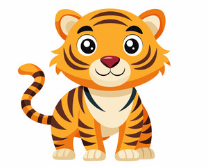 Poster - tiger cartoon vector illustration on a white background