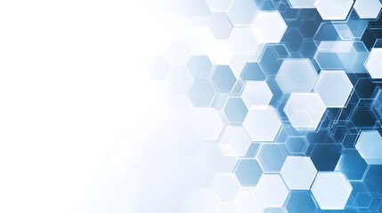 Poster - Abstract Background with Blue and White Hexagon Pattern