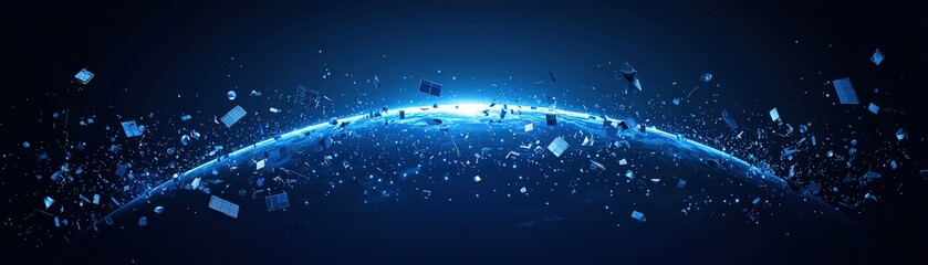 Poster - Abstract 3D Vector Rendering of Earth with Floating Particles